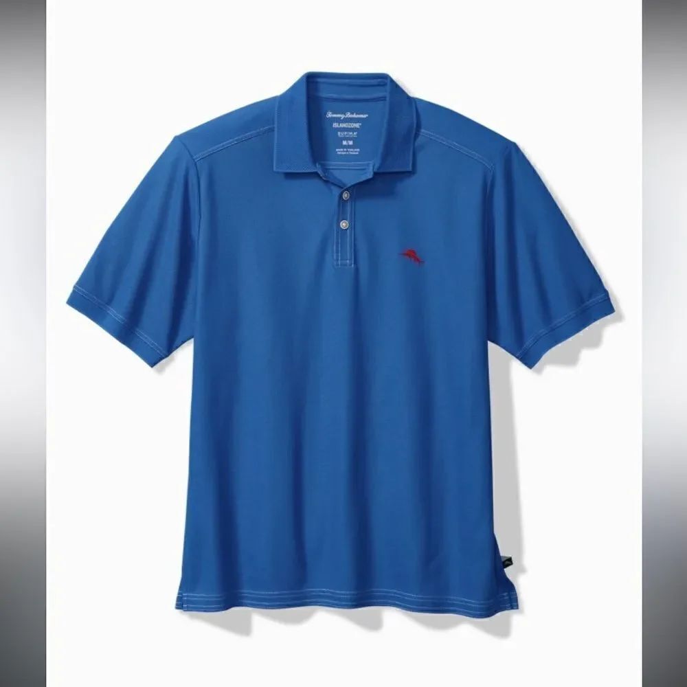 Tommy Bahama Short Sleeve Cotton Blend Polo Shirt In Palace Blue Size XL